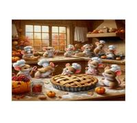 Mouse Kitchen Pie 1000pcs Mini Puzzle For Family Challenging | 52x38cm Cardboard Living Room Decor Durable Structure Birthday Gift Brain Training