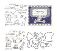 Mouse Life Stamps and Die Cuts for Card Making Daisy Flower Transparent Silicone Clear Stamp and Metal Cutting Dies Sets for DIY Scrapbooking Paper Crafting Seals Decorative Supplies