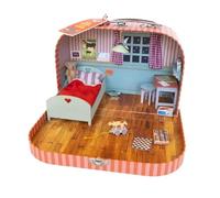 Mouse Mansion To Go - Mini Bedroom DIY Dollhouse in a Suitcase | Wooden Furniture, Handmade Bedding & Mini Teddy | Craft Kit for Kids | Travel & Sleepover Friendly