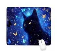Mouse Mat 10.24×8.27×0.12 In Gaming Mouse Pad Blue Keyboard Mat Waterproof with Non-Slip Rubber Base,Mousemat with Stitched Edges,Cat Mousepad for Christmas Decor,Laptop,Office,Home,Women Gifts J-162