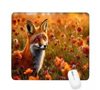 Mouse Mat 10.24×8.27×0.12 inch Gaming Mouse Pad Orange Keyboard Mat Waterproof with Non-Slip Rubber Base,Mousemat with Stitched Edges,Foxs Mousepad for Christmas Decor,Laptop,Office,Home,Gifts J-126