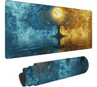 Mouse Mat 1000 x 500 x 3mm Large Mouse Mat Non Slip Rubber Base, Soft Textured Surface with Stitched Edges, Waterproof Desk Mat for PC, Laptop, Laser Mice for Office, Blue Yellow Printing xn-481