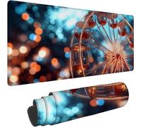 Mouse Mat 1000 x 500 x 3mm Large Mouse Mat Non Slip Rubber Base, Soft Textured Surface with Stitched Edges, Waterproof Desk Mat for PC, Laptop, Laser Mice for Office Dream Ferris Wheel Printing xn-632