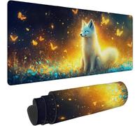 Mouse Mat 1000 x 500 x 3mm Large Mouse Mat Non Slip Rubber Base, Soft Textured Surface with Stitched Edges, Waterproof Desk Mat for PC, Laptop, Laser Mice for Office, Gaming Dream Fox Printing xn-616