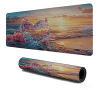 Mouse Mat 1000x500, Gaming Mousepad for Speed and Control, XXL Large Desk Pad Butterfly Seaside, Waterproof Smooth Surface, Non-Slip Stitched Edges Rubber Base Mousepad, Home Office Work Decor S-184