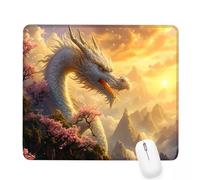 Mouse Mat 11.42×9.45×0.12 inch Gaming Mouse Pad Cream Keyboard Mat Waterproof with Non-Slip Rubber Base,Mousemat with Stitched Edges,Dragon Mousepad for Christmas Decor,Laptop,Office,Home,Gifts J-252