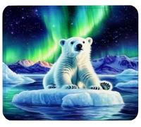 Mouse Mat 11.8 x 9.8in Aurora Mouse Pad, Washable Small Mousepads y0-z276 | Mini Rubber Mousemat Polar Bear with Non-Slip Base Computer Desk Accessories Portable for Office Laptop Working Studying