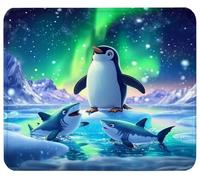 Mouse Mat 11.8 x 9.8in Aurora Mouse Pad, Washable Small Mousepads y0-z280 | Mini Rubber Mousemat Penguin-2 with Non-Slip Base Computer Desk Accessories Portable for Office Laptop Working Studying