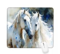 Mouse Mat 12.60×10.24×0.12 inch Gaming Mouse Pad White Keyboard Mat Waterproof with Non-Slip Rubber Base,Mousemat with Stitched Edges,Horse Mousepad for Christmas Decor,Laptop,Office,Home,Gifts J-102