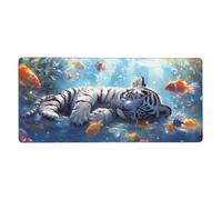 Mouse Mat 1200 x 600 mm XXL Tiger Gaming Mouse Pad Goldfish Desk Mat Large Keyboard Mat,Waterproof,Non-Slip Base,Stitched Edge Mousemat,Improved Precision And Speed for Keyboard and Mouse,Gifts M688