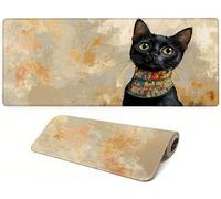 Mouse Mat 1200x600x3mm Extra Large Mouse Mat & Gaming, Cat Non-Slip Desk Mat with Rubber Base Stitched Edges Desk Mat for Durability, Black Waterproof Mousepad, for Office and Home YF-3125
