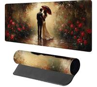 Mouse Mat 1200x600x3mm Flower, Gaming Mouse Pad Love, Large Desk Mat Non-Slip Rubber Base XXL Mousepad with Stitched Edge, Gaming Accessories, Mousepad Keyboard, for PC Accessories, Laptop, 9-7289