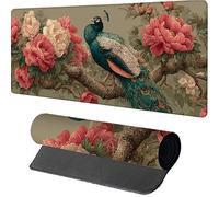 Mouse Mat 1200x600x3mm Flower, Gaming Mouse Pad Peacock, Large Desk Mat Non-Slip Rubber Base XXL Mousepad with Stitched Edge, Gaming Accessories, Mousepad Keyboard, for PC Accessories, Laptop, 6-6511