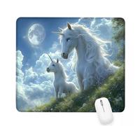Mouse Mat 13.39×11.02×0.12 inch Gaming Mouse Pad White Keyboard Mat Waterproof with Non-Slip Rubber Base,Mousemat with Stitched Edges,Horse Mousepad for Christmas Decor,Laptop,Office,Home,Gifts J-942