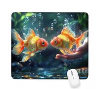 Mouse Mat 14.17×11.81×0.12 Inch Gaming Mouse Pad Green Keyboard Mat Waterproof with Non-Slip Rubber Base,Mousemat with Stitched Edges,Fish Mousepad for Christmas Decor,Laptop,Office,Home,Gifts J-902