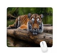 Mouse Mat 14.17×11.81×0.12 inches Gaming Mouse Pad Brown Keyboard Mat Waterproof with Non-Slip Rubber Base,Mousemat with Stitched Edges,Tiger Mousepad for Christmas Decor,Laptop,Office,Home,Gifts J-58