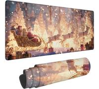 Mouse Mat 1400 x 700 x 3mm Large Mouse Mat Non Slip Rubber Base, Soft Textured Surface with Stitched Edges, Waterproof Desk Mat for PC, Laptop, Laser Mice for Office, Yellow Elk Printing xn-379