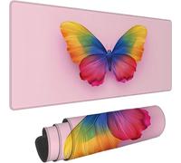 Mouse Mat 1400 x 700 x 3mm Large Mouse Mat Non Slip Rubber Base, Soft Textured Surface with Stitched Edges, Waterproof Desk Mat for PC, Laptop, Laser Mice for Office, Pink Butterfly Printing xn-182