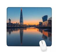Mouse Mat 15.75×11.81×0.12 inches Gaming Mouse Pad Blue Keyboard Mat Waterproof with Non-Slip Rubber Base, Mousemat with Stitched Edges, Architecture Mousepad for Laptop, Office, Home, Gifts J-880