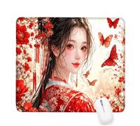 Mouse Mat 15.75×11.81×0.12 inches Gaming Mouse Pad Red Keyboard Mat Waterproof with Non-Slip Rubber Base, Mousemat with Stitched Edges, Classical Beauty Mousepad for Laptop, Office, Home, Gifts J-370
