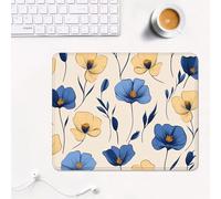 mouse mat 150 x 200 x 3 mm Gaming Mouse Pad with Non-Slip Rubber Base and Smooth Surface, Portable, Compatible with Laser and Optical Mice, Mouse Pad for Home Office Work, Navy Blue & Flower XS#657