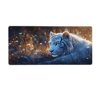 Mouse Mat 1500 x 800 mm XXL White Gaming Mouse Pad Tiger Desk Mat Large Keyboard Mat，Waterproof，Non-Slip Base，Stitched Edge Mousemat，Improved Precision And Speed for Keyboard and Mouse，Gifts M270