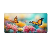 Mouse Mat 1500 x 800 mm XXL Yellow Gaming Mouse Pad Butterfly Desk Mat Large Keyboard Mat，Waterproof，Non-Slip Base，Stitched Edge Mousemat，Improved Precision And Speed for Keyboard and Mouse，Gifts M296