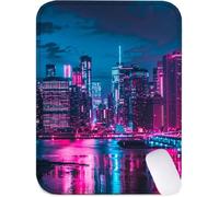 Mouse Mat 15x20 cm Small Desk Mat City Gaming Mouse Pad, Waterproof Washable Surface, Portable, Stitched Edges Mousepad, Desk Pad with Non-Slip Rubber Base, Office Accessories (Night View) J2-972