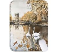 Mouse Mat 15x20 cm Small Desk Mat Maple Leaf Gaming Mouse Pad, Waterproof Washable Surface, Portable, Stitched Edges Mousepad, Desk Pad with Non-Slip Rubber Base, Office Accessories (Swan) J2-988