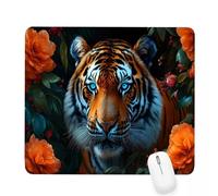 Mouse Mat 16.54×13.78×0.12 Inch Gaming Mouse Pad Black Keyboard Mat Waterproof with Non-Slip Rubber Base,Mousemat with Stitched Edges,Tiger Mousepad for Christmas Decor,Laptop,Office,Home,Gifts J-230