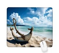 Mouse Mat 16.54×13.78×0.12 inch Gaming Mouse Pad Blue Keyboard Mat Waterproof with Non-Slip Rubber Base,Mousemat with Stitched Edges,Fish Anchor Mousepad for Christmas Decor,Laptop,Office,Home J-306