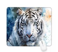 Mouse Mat 16.54×13.78×0.12 inch Gaming Mouse Pad White Keyboard Mat Waterproof with Non-Slip Rubber Base,Mousemat with Stitched Edges,Tiger Mousepad for Christmas Decor,Laptop,Office,Home,Gifts J-228