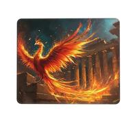 Mouse Mat 180 x 220mm, Gaming Mouse Pad Fire Phoenix Small Mousepad Portable Non-Slip Base Washable Compact Mousemat, Lycra Surface Keyboard Mats home Office Accessories Office Decor for Wome F-392