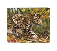 Mouse Mat 180 x 220mm, Gaming Mouse Pad Jungle Leopard Small Mousepad Portable Non-Slip Base Washable Compact Mousemat, Lycra Surface Keyboard Mats home Office Accessories Office Decor for Wome F-162