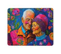 Mouse Mat 180 x 220mm, Gaming Mouse Pad Old Couple Small Mousepad Portable Non-Slip Base Washable Compact Mousemat, Lycra Surface Keyboard Mats home Office Accessories Office Decor for Wome F-498