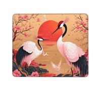 Mouse Mat 180 x 220mm, Gaming Mouse Pad Red Crowned Crane Small Mousepad Portable Non-Slip Base Washable Compact Mousemat, Keyboard Mats home Office Accessories Office Decor for Wome F-904