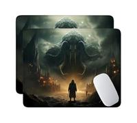 Mouse Mat 2 Pack, with Stitched Edges,240x200x3 mm Mousepad The Myth of Cthulhu Gaming Mouse Pad Mat, Waterproof Mouse Mats with Non-Slip Rubber Base, Mouse Pads for Computers, PC Keyboard Mat A-574