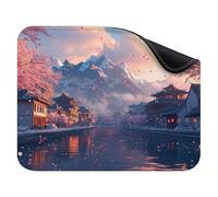 Mouse Mat 200x150x3mm, Small Mouse Pad, with Non-Slip Rubber Base, Gaming Accessories Smooth Surface for Precise Control, Washable, Stitched Edges Design, Home, Office River Mountain Range X-z-2136