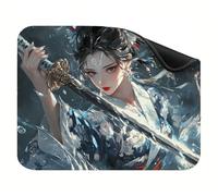Mouse Mat 200x150x3mm, Small Mouse Pad, with Non-Slip Rubber Base, Gaming Accessories Smooth Surface for Precise Control, Washable, Durable Stitched Edges Design, Home, Office Woman Sword 57 X-z-2488
