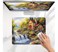 Mouse Mat 220x180x3mm, Gaming Mouse Pad, Non-Slip Rubber Base, Soft Smooth Surface, Fast and Accurate Control, Small and Portable, Durable Stitched Edges Mousepad for Home Office Fall Cabin j0j-131