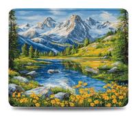 Mouse Mat 230 x 180 x 3 mm Gaming Mouse Pad, Non-Slip Rubber Base, Waterproof Surface Mousepad, Stitched Edges, Compatible with Laser and Optical Mice, Mountain Desk Mat, Gifts for Man Flower 0d-882