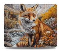 Mouse Mat 230 x 180 x 3 mm Gaming Mouse Pad, Non-Slip Rubber Base, Waterproof Surface Mousepad, Stitched Edges, Compatible with Laser and Optical Mice, Landscape Desk Mat, Gifts for Man Fox 0d-471