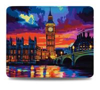 Mouse Mat 230 x 180 x 3 mm Gaming Mouse Pad, Non-Slip Rubber Base, Waterproof Surface Mousepad, Stitched Edges, Compatible with Laser and Optical Mice, Blue Desk Mat, Gifts for Man Big Ben 0d-601