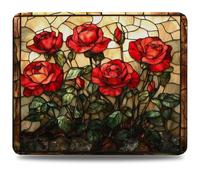 Mouse Mat 230 x 180 x 3 mm Gaming Mouse Pad, Non-Slip Rubber Base, Waterproof Surface Mousepad, Stitched Edges, Compatible with Laser and Optical Mice, Red Desk Mat for Office and Home, Rose 0d-334