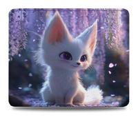 Mouse Mat 230 x 180 x 3 mm Gaming Mouse Pad, Non-Slip Rubber Base, Waterproof Surface Mousepad, Stitched Edges, Compatible with Laser and Optical Mice, Fox Desk Mat for Office and Home, Cute 0d-342