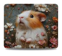Mouse Mat 230 x 180 x 3 mm Gaming Mouse Pad, Non-Slip Rubber Base, Waterproof Surface Mousepad, Stitched Edges, Compatible with Laser and Optical Mice, Flower Desk Mat, Gifts for Man Hamster 0d-366
