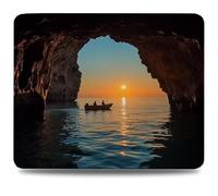 Mouse Mat 230 x 180 x 3 mm Gaming Mouse Pad, Non-Slip Rubber Base, Waterproof Surface Mousepad, Stitched Edges, Compatible with Laser and Optical Mice, Boat Desk Mat, Gifts for Man Sunset 0d-660