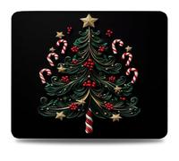 Mouse Mat 230 x 180 x 3 mm Gaming Mouse Pad, Non-Slip Rubber Base, Waterproof Surface Mousepad, Stitched Edges, Compatible with Laser Optical Mice, Black Desk Mat, Gifts for Man Christmas Tree 0d-319
