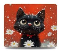 Mouse Mat 230 x 180 x 3 mm Gaming Mouse Pad, Non-Slip Rubber Base, Waterproof Surface Mousepad, Stitched Edges, Compatible with Laser and Optical Mice, Red Desk Mat for Office and Home, Cat 0d-333