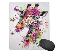 Mouse Mat 240 x 200mm, Gaming Mouse Pad Butterfly Giraffe Small Mousepad Portable Non-Slip Base Washable Compact Mousemat, Lycra Surface Keyboard Mats home Office Accessories Office Decor F-362